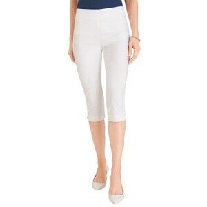 Chico's Women's Slim Leg Capri Pants size 00/ 2US White Stretch Pull-on Mid Rise